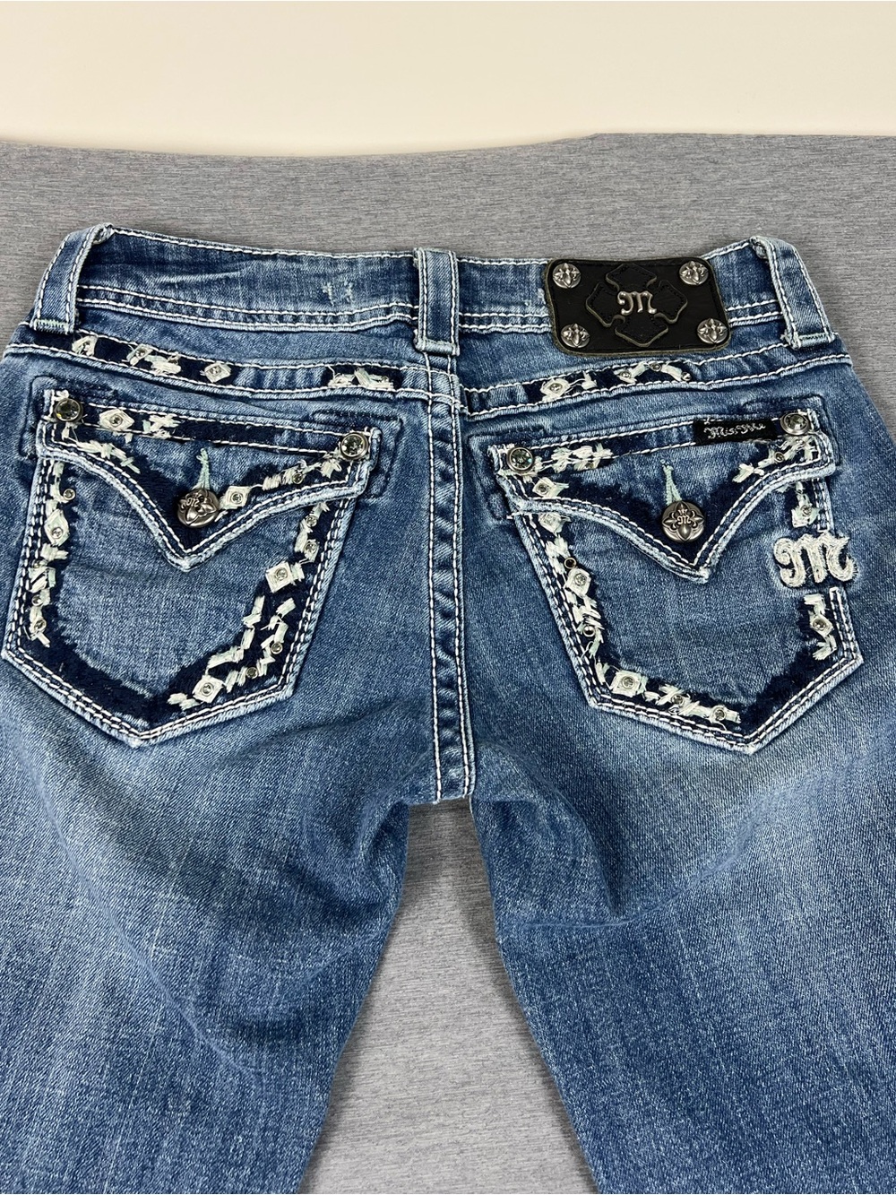 Miss Me Blue Embroidered Back Pocket Skinny Jeans